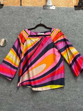 Trina Turk Kimia Top in Vivid Vista Psychedelic Print